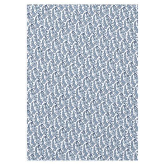 Whimsical Blue White Bunny Rabbit Floral Muster Tischdecke (Vorderseite)