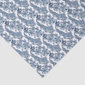 Whimsical Blue White Bunny Rabbit Floral Oaster Seidenpapier (Ausschnitt)