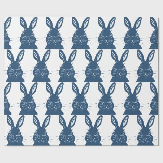 Whimsical Blue & White Bunny Rabbit Ostermuster Geschenkpapier (Flach)
