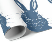 Whimsical Blue & White Bunny Rabbit Ostermuster Geschenkpapier (Rolleneckpunkt)