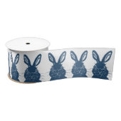 Whimsical Blue & White Bunny Rabbit Ostermuster Satinband (Spule)