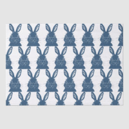 Whimsical Blue & White Bunny Rabbit Ostermuster Seidenpapier