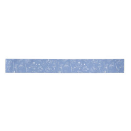 Whimsical Blue White Christmas Doodle Ribbon Satinband