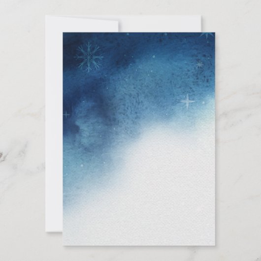 Whimsical Blue White Snowflake Elegante Hochzeit Save The Date (Rückseite)