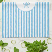 Whimsical Blue White Stripe Preppy Geschirrtuch (Gefaltet)