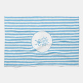 Whimsical Blue White Stripe Preppy Geschirrtuch (Horizontal)