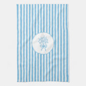 Whimsical Blue White Stripe Preppy Geschirrtuch (Vertikal)