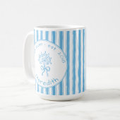 Whimsical Blue White Stripe Preppy Mom Established Kaffeetasse (Vorderseite Links)