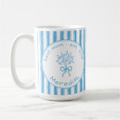 Whimsical Blue White Stripe Preppy Mom Established Kaffeetasse (Links)