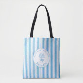 Whimsical Blue White Stripe Preppy Mom Established Tasche (Vorderseite)