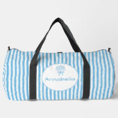Whimsical Blue White Stripe Preppy Monogram Duffle Bag (Vorderseite)