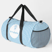 Whimsical Blue White Stripe Preppy Monogram Duffle Bag (Rechte Ecke)