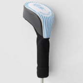 Whimsical Blue White Stripe Preppy Monogram Golf Headcover (angewinkelt)