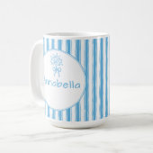 Whimsical Blue White Stripe Preppy Monogram Kaffeetasse (Vorderseite Links)