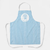Whimsical Blue White Stripe Preppy Monogram Schürze (Vorderseite)