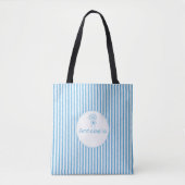 Whimsical Blue White Stripe Preppy Monogram Tasche (Vorderseite)