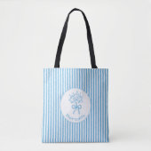 Whimsical Blue White Stripe Preppy Monogram Tasche (Vorderseite)