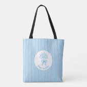 Whimsical Blue White Stripe Preppy Monogram Tasche (Rückseite)