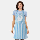 Whimsical Blue White Stripe Preppy Schürze (Getragen)