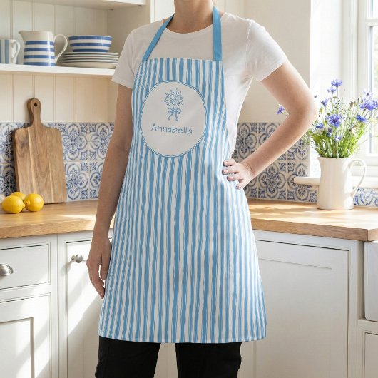 Whimsical Blue White Stripe Preppy Schürze