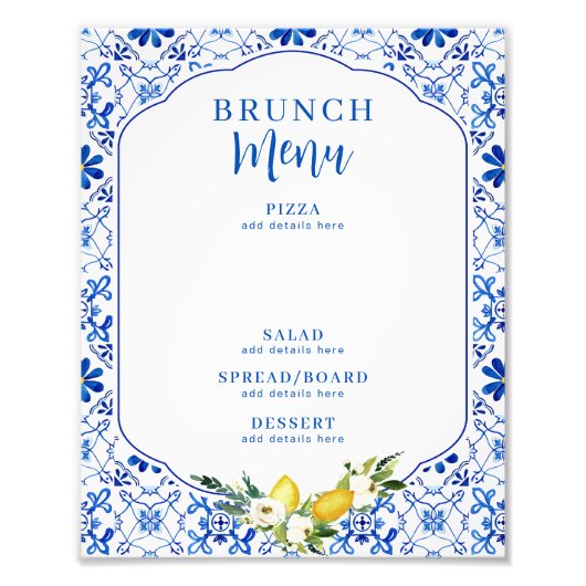 Whimsical Blue Yellow Lemon Brautparty Sign Fotodruck (Vorne)