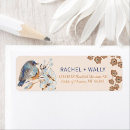 Whimsical Bluebird Floral Label