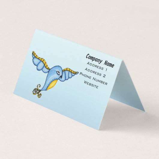 Whimsical Bluebird Yellow Accents in Flight Blue Visitenkarten (Rückseite)