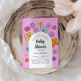 Whimsical Blume Baby Dusche - Peach & Pastel Einladung
