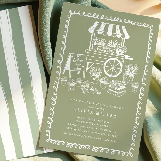 Whimsical Blume Cart Bridal Dusche Einladung