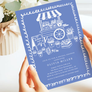 Whimsical Blume Cart Bridal Dusche Einladung