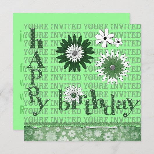 Whimsical Blume Geburtstagsparty Einladungen (Vorne/Hinten)