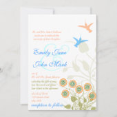 Whimsical Blume & Humming Bird Wedding Einladung (Vorderseite)