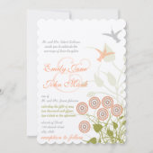 Whimsical Blume & Humming Bird Wedding Einladung (Vorderseite)