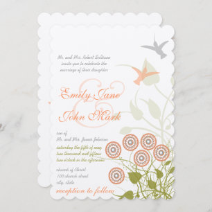 Whimsical Blume & Humming Bird Wedding Einladung