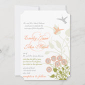 Whimsical Blume & Humming Bird Wedding Einladung (Vorderseite)