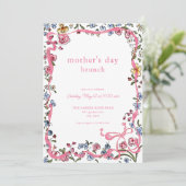 Whimsical Blume Muttertag Einladung (Stehend Vorderseite)