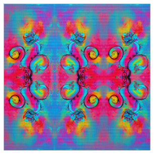 WHIMSICAL BLUME rosa gelb Stoff