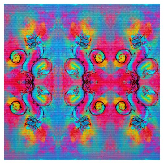 WHIMSICAL BLUME rosa gelb Stoff (Muster)