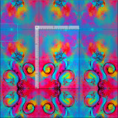 WHIMSICAL BLUME rosa gelb Stoff (Kachel)