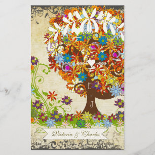 Whimsical Blume Tree Wedding Briefpapier