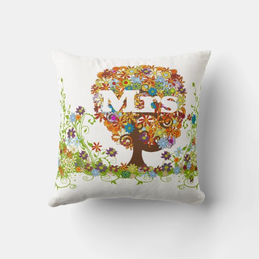 Whimsical Blume Tree Wedding Kissen (Rückseite)