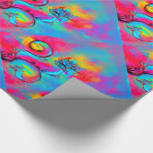 WHIMSICAL BLUMEN fuchsia rosa gelb, aquamarin blau Geschenkpapier (Ecke)