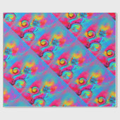 WHIMSICAL BLUMEN fuchsia rosa gelb, aquamarin blau Geschenkpapier (Flach)