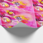 WHIMSICAL BLUMEN fuchsia rosa gelb Geschenkpapier (Ecke)