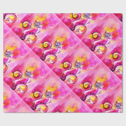 WHIMSICAL BLUMEN fuchsia rosa gelb Geschenkpapier (Flach)