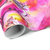 WHIMSICAL BLUMEN fuchsia rosa gelb Geschenkpapier (Rolleneckpunkt)