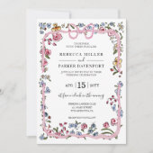 Whimsical Blumen moderne Hochzeit elegant Einladung (Vorderseite)