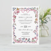 Whimsical Blumen moderne Hochzeit elegant Einladung (Stehend Vorderseite)