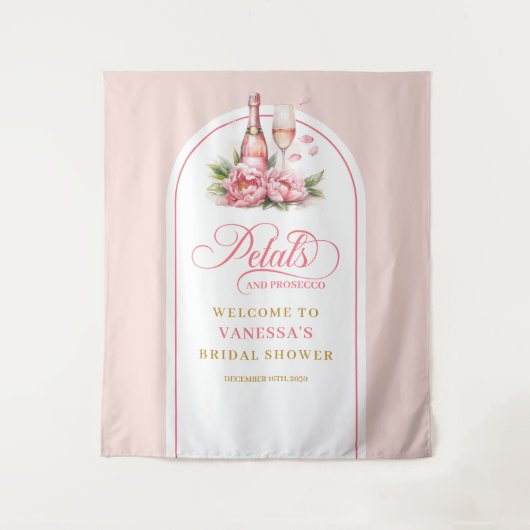 Whimsical blush and gold bridal shower backdrop wandteppich (Vorderseite)