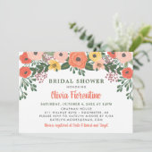 Whimsical Blush Coral Floral Wedding Brautparty Einladung (Stehend Vorderseite)